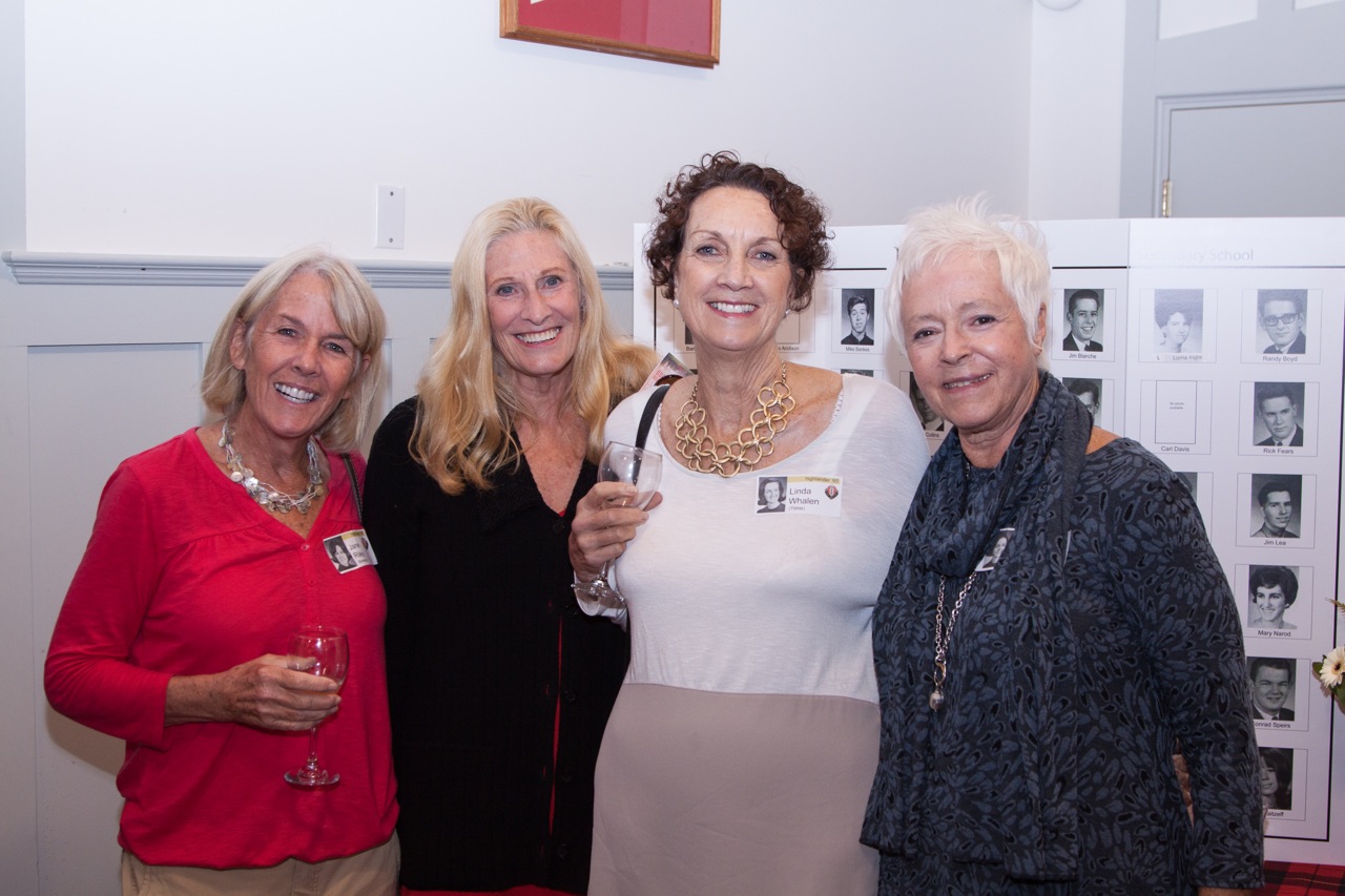 Jane Borecky, Christine Scoten, Linda Tibble, and Trudi Pelletier at the Class of 1965 the 50th reunion
