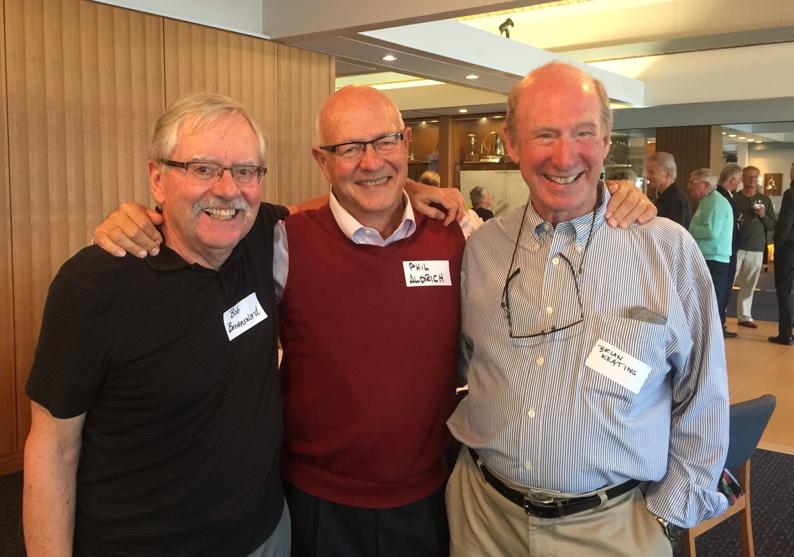 Bob Brownsword, Phil Aldrich, and Brian Keating at the Class of 1965 a shared 70th birthday