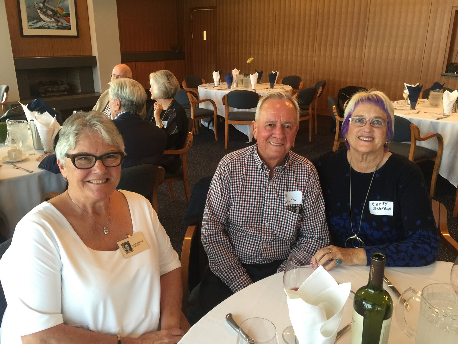 Leah Christie, Bill Babcock, and Betsy Simpson at the Class of 1965 a shared 70th birthday