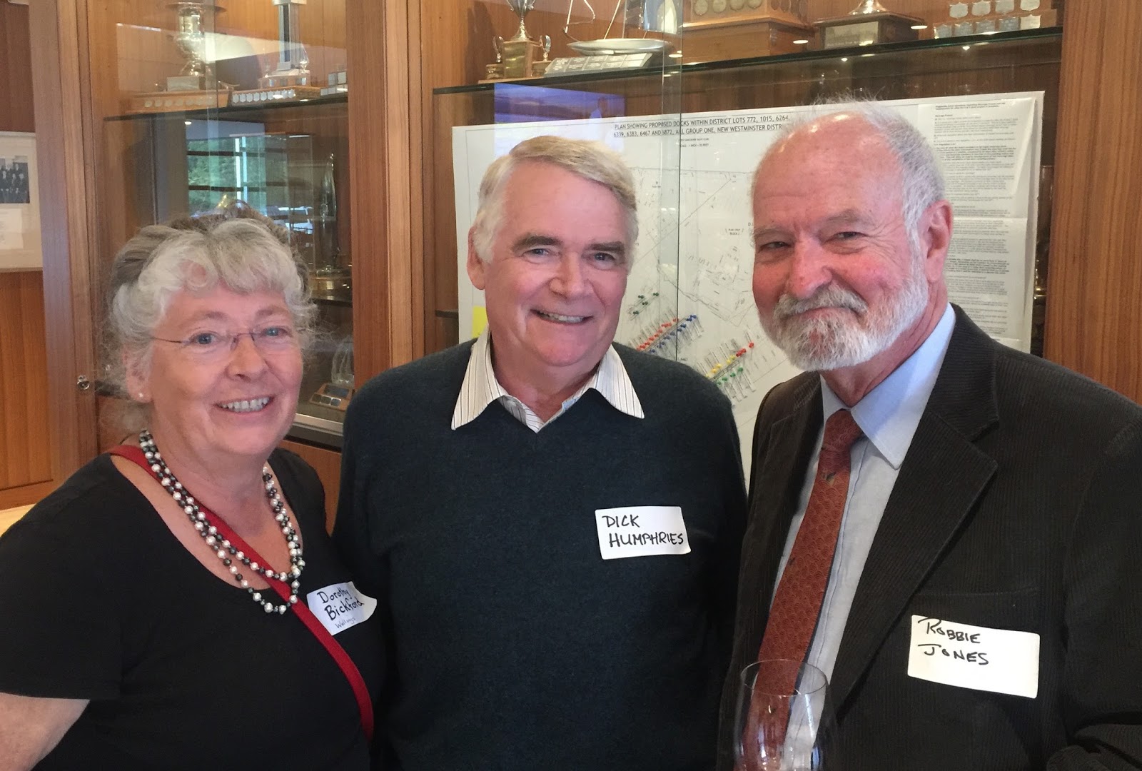 Dorothy Bickford, Dick Humphries, and Robbie Jones at the Class of 1965 a shared 70th birthday
