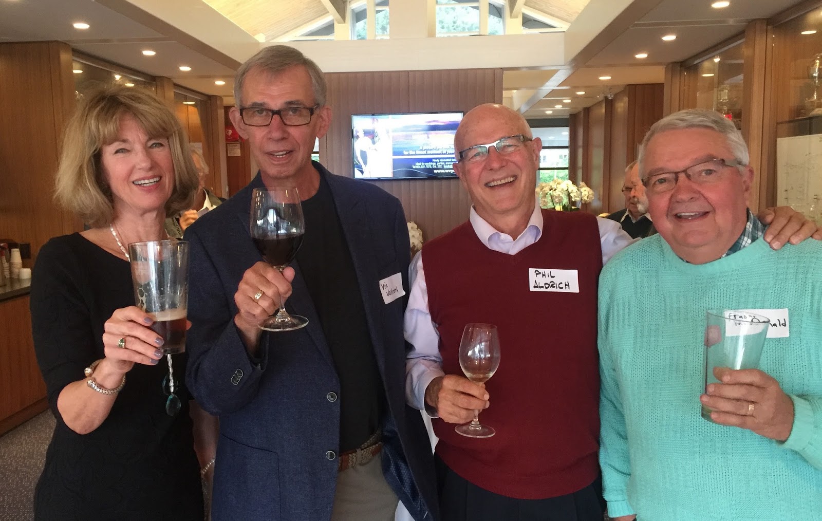 Friends at the 70th birthday at the Class of 1965 a shared 70th birthday