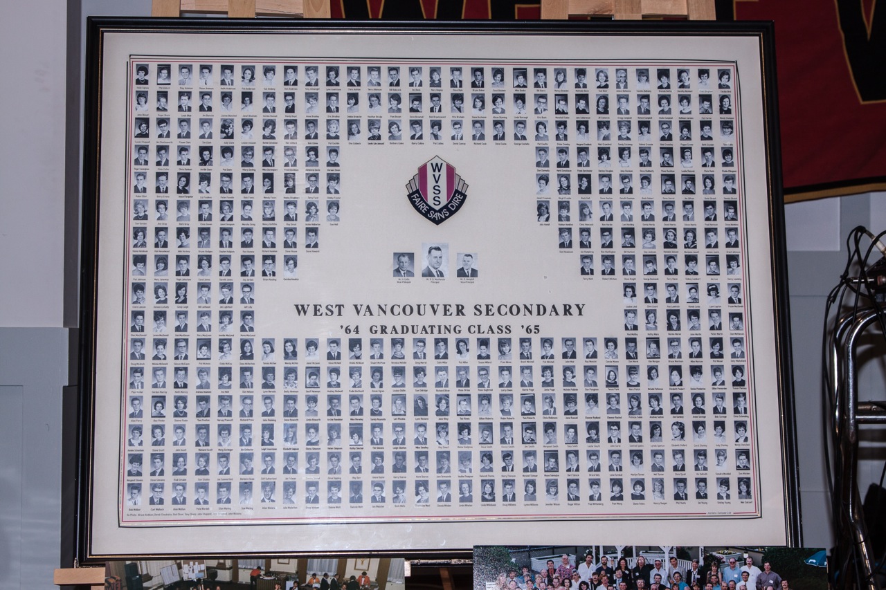 Framed West Vancouver Secondary 1965 graduating class composite